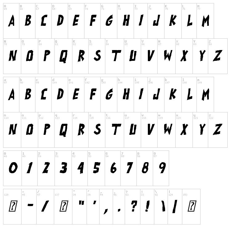 All exes must die! font map